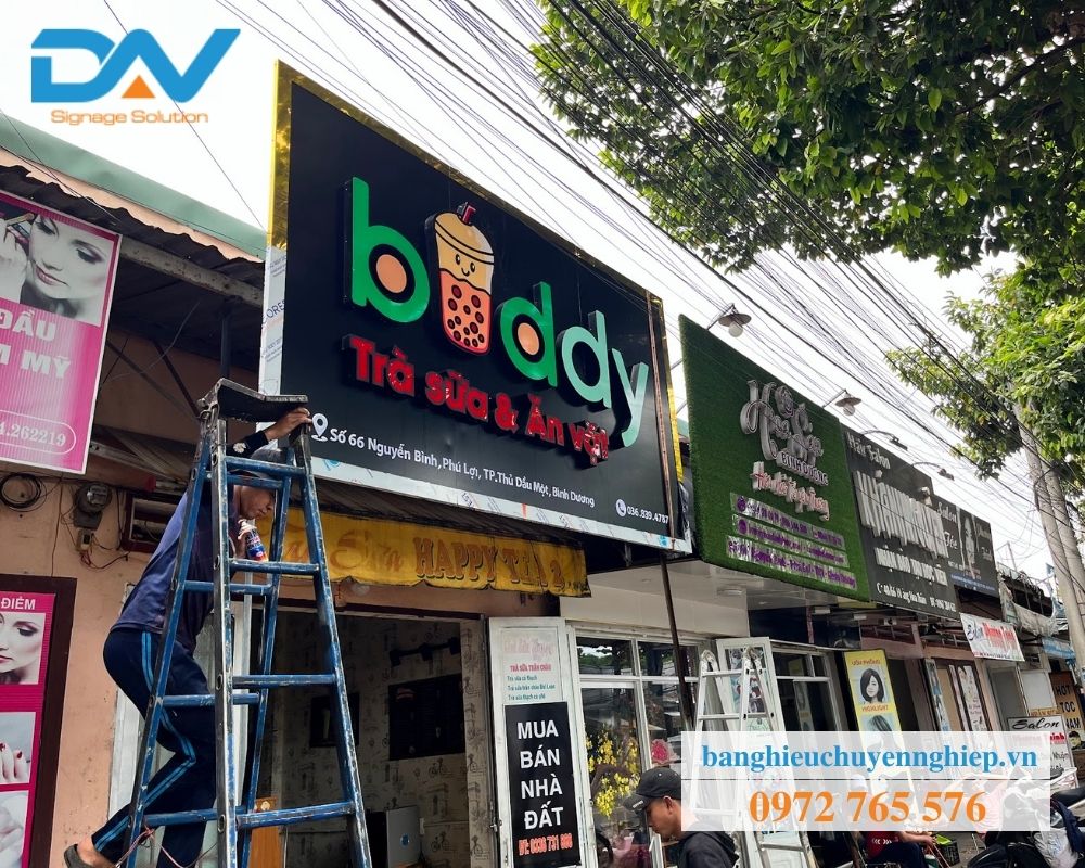 Bảng hiệu giá rẻ quán trà sữa, ăn vặt tại Thủ Dầu Một