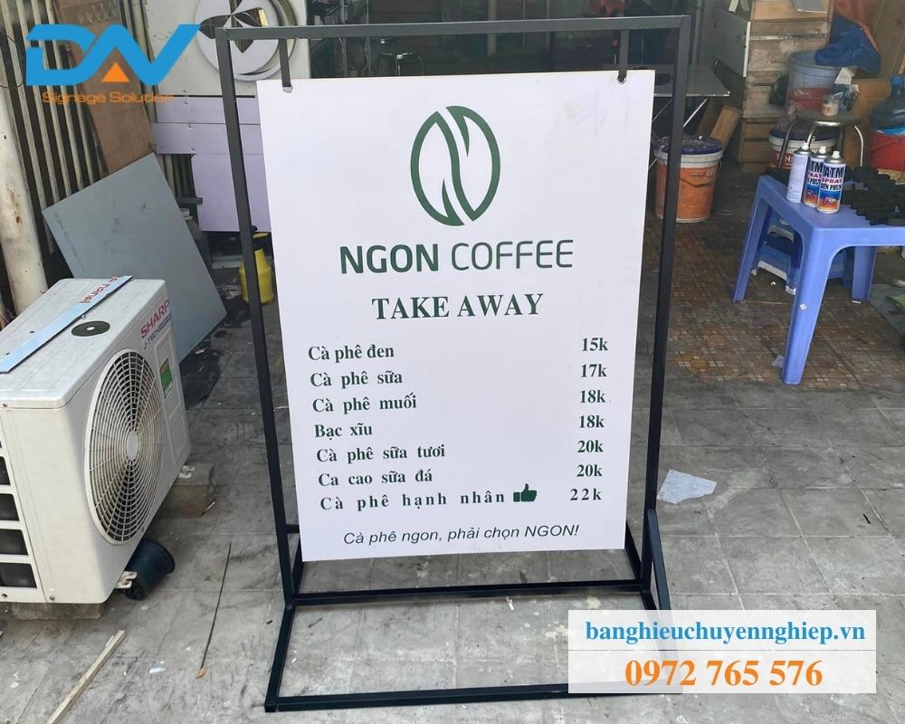 Bảng hiệu quảng cáo đứng cho quán cafe tại Lai Uyên Bình Dương